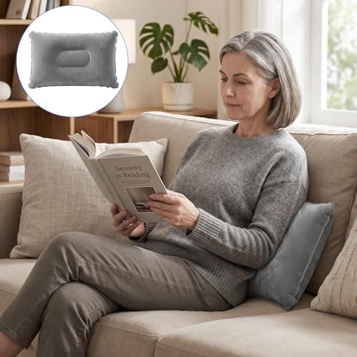 2-Pack Inflatable Camping Pillows, 32 x 20cm, Silver Grey and Royal Blue — view 5