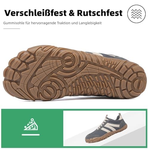 Barefoot Shoes Mens Womens Trail Running Shoes Outdoor Zero Drop Wide Toe Box Shoes Lightweight Walking Sneakers Non Slip Hike Footwear Minimalist Fitness Shoes，Grey，11UK — view 6