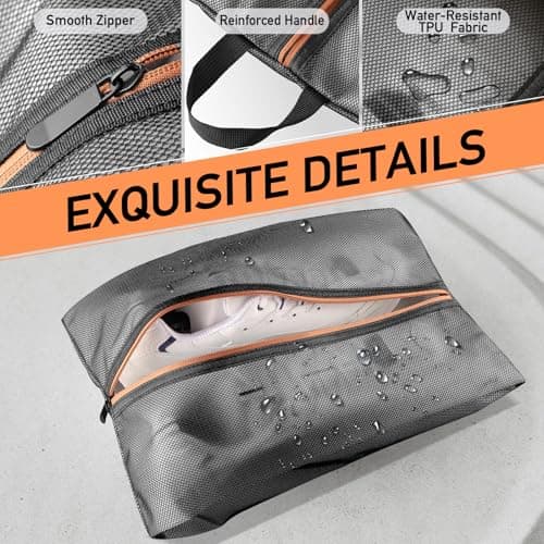 Aofmee Shoe Bags for Travel, 2 Pack Shoe Storage Bags, Water Resistant TPU Mesh Shoe Pouch with Zipper and Handle, Organizer Shoe Bag for Man and Women, (16in x 9in) — view 2