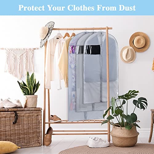 Niviy Suit Bags 60 x 100 cm, Grey Garment Covers with Zip & Clear Window — view 2