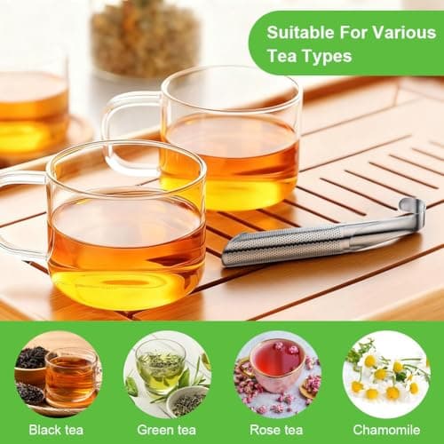 Vicloon Tea Strainer, 2 Pcs Stainless Steel Herb Infuser Tea Infuser Steeper Strainer, Pipe Tea Steeper Strainers for Loose Tea Leaf, Herbs or Spice, for Single Cup Brewer, Mugs — view 3