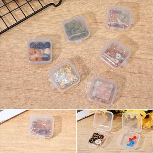 Sorcristy 6 PCS Mini Clear Storage Boxes, Earplug Case Organizer, Plastic Box Set, Mall Portable Square Bead Storage Box Organizer for Small Items, Beads, Jewelry, Crafts (1.34×1.34×0.7 Inches) — view 4