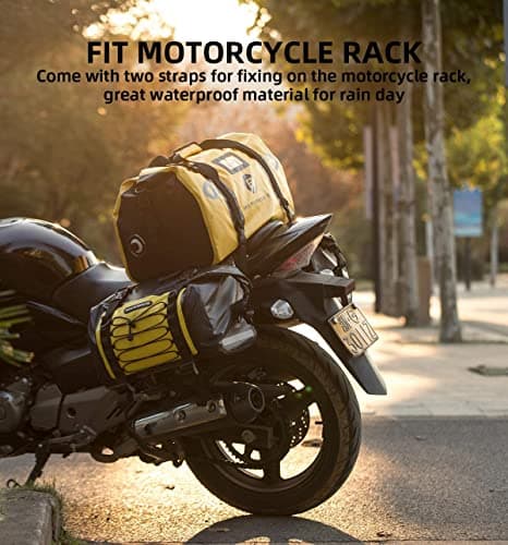ROCKBROS Multifunctional Motorcycle Saddle Bag 100% Waterproof Travel Bag Tail Bag Luggage Roll with Shoulder Straps Saddlebags Yellow 55L — view 4
