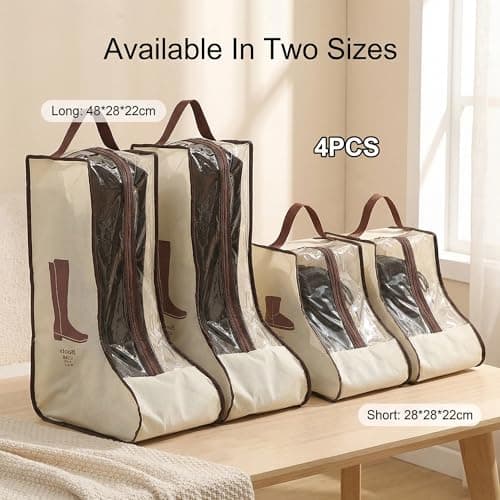 SHIQUAN 4 Set Boot Storage Boot Bag, 2 Long and 2 Short Styles, Beige — view 2