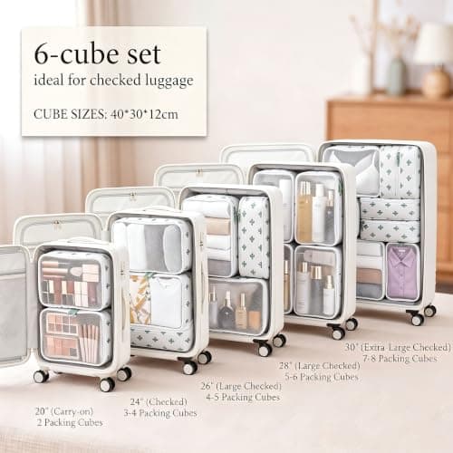 6pcs Foldable Large Packing Cubes, Travel Suitcases Organiser — view 3