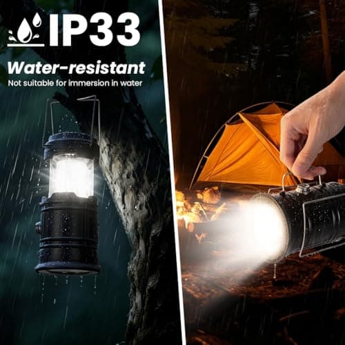 ABOHU Camping Lantern, Collapsible Camping Lantern Battery Powered, LED Solar Camping Lamp, Waterproof Portable Ultra Bright LED Lantern for Emergency, Hiking, Camping, Fishing, SOS, Outdoor — view 5