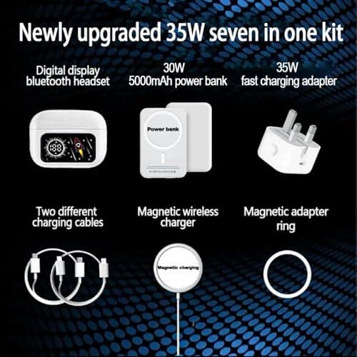 6-in-1 Mobile Charging Kit Gift Box – Portable Power Bank, Magnetic Charger Compatible with iPhone, USB-C Cable & Fast Wall Adapter – All-in-One Phone Accessories Set (White) — view 6