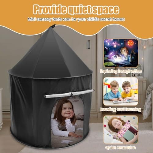 Sensory Tents for Autism Kids, Pop Up Sensory Blackout Tent for Kids, 100x100cm Dark Den Foldable Calm Down Corner Blackout Tent for to Read Play and Relax with Carry Bag — view 4