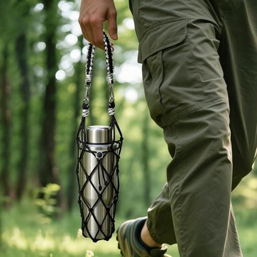 Water Bottle Pouch,Cotton Fashion Adjustable Portable Bag,Lightweight Sleeve Water Bottle Cover - for Outdoor Hiking Fishing Cycling Travel Beach Vacation Shopping Gym Sports — view 3