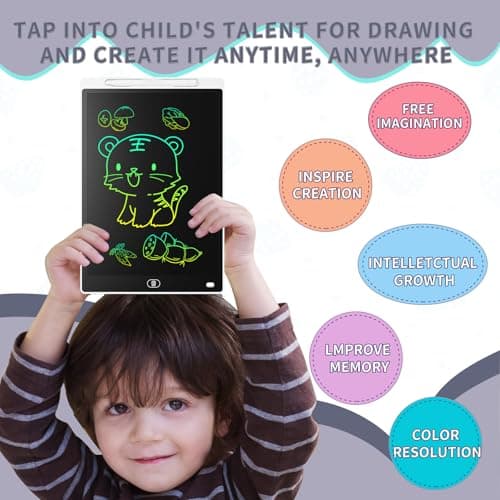 Toys Gifts for 2 3 4 5 6 Year Old Boys Girls, Genialba 12 inch LCD Writing Tablet Colorful Screen Drawing Board Toddler Learning Educational for Birthday Christmas (White) — view 6