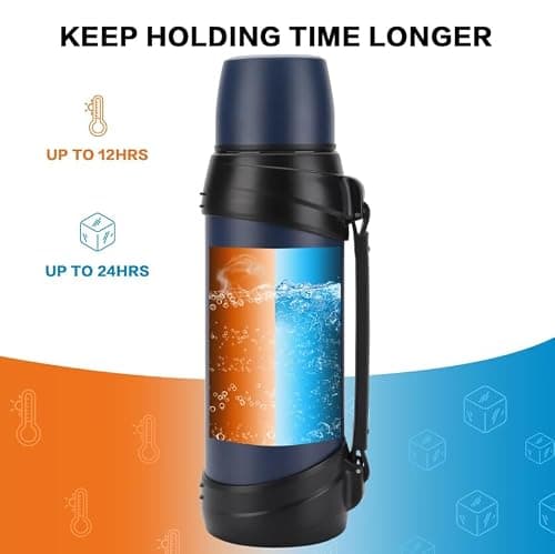 Maqash Flask for hot Drink – 2.5 Litre - 24 Hours Hot & Cold Thermal - Coffee, Tea, Gym & Car – 3 Layers (2 Steel &1 Copper Layer) Vacuum Insulated Coffee Flask - Stainless Steel- Gift Idea – Silver — view 2