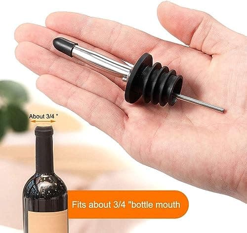 BALTRE 6-Piece Bottle Pourers Set with 6 Adapters, Conical Rubber Seal, Conical Pourers and Dispensers for Wine, Spirits, Olive Oil, Coffee, Syrup — view 2
