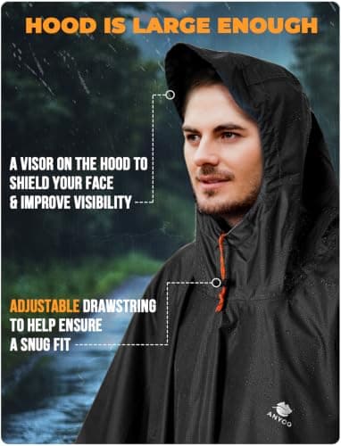 ANYOO Waterproof Rain Poncho Lightweight Reusable Adult Unisex Multi-use — view 5