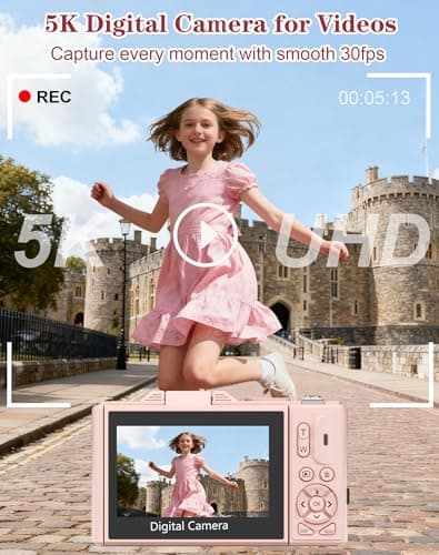 5K Digital Camera with 64GB Card, 75MP WiFi Point & Shoot Vlogging Camera — view 2