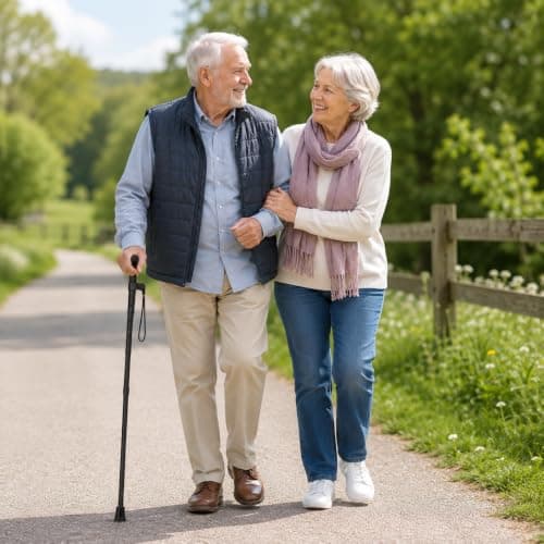 Folding Walking Stick for Men & Women, Adjustable Height Ergonomic T Handle with Wrist Strap, Lightweight Portable Mobility-Aid, Aluminium Walking Cane for Travel, Elderly & Daily Use (BLACK) — view 4