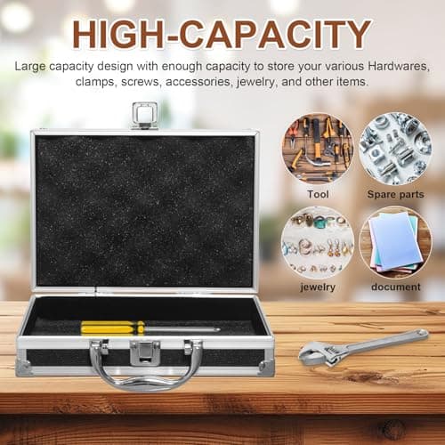 COOPHYA Portable Travel Case and Multi-purposes Tool Case with Large Capacity Design and Sturdy Aluminum Alloy Material Suitable for Tools and Jewelry Organizing at Back to School Party — view 4