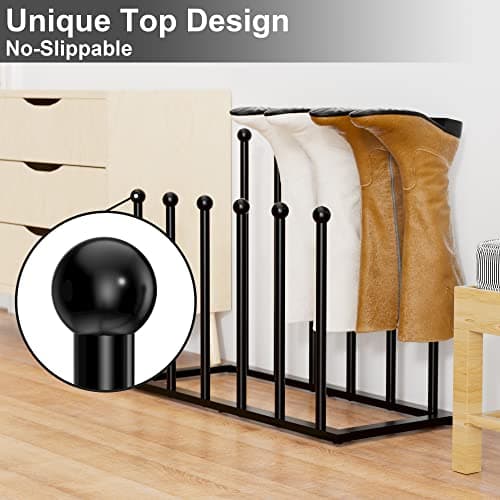 pickpiff Free Standing Shoe Rack - Black Metal Shoe Storage, Shoe Racks Storage for Dorm Room, Closet, Entryway, Bedroom, Patio Outdoor, Hallway, Organiser Storage Fit for 6 Pairs Boot — view 3