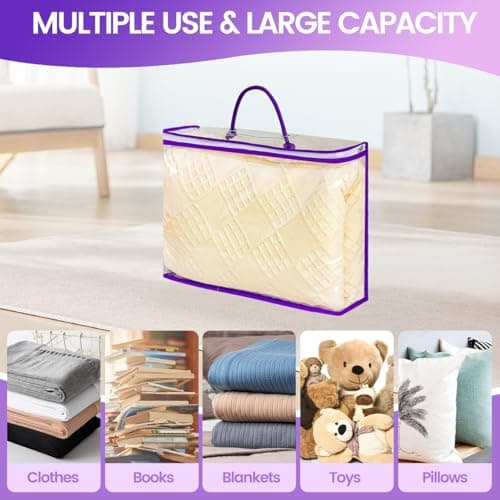 ZMShenMa 6 Pcs (16 * 12 * 4 inches) Zippered Plastic Storage Bags, Wardrobe Linen Sweater And Other Clothing Storage Bags. (Purple) — view 5