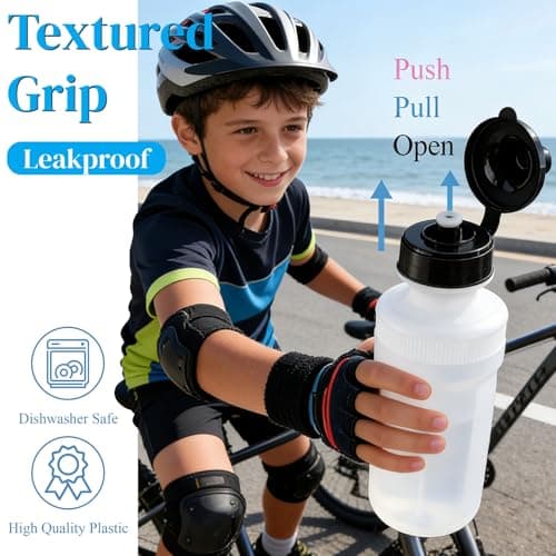 SOUJOY 10 Pack Sports Water Bottle, 21oz Plastic Squeeze Bottle with Easy Open Push/Pull Cap, BPA Free Reusable Team Water Bottle for Fitness, Gifts — view 4