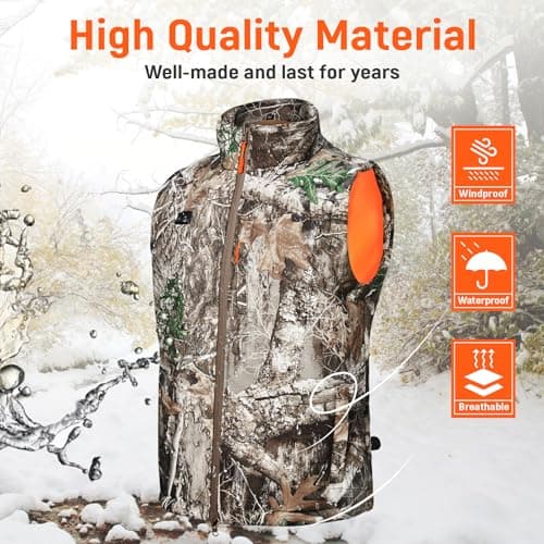 LANCERGEARS Rechargeable Heating Vests with Battery Pack - Winter Hunting Heating Vest, for Hunting, Skiing, Golfing & Hiking, Camo, L — view 4