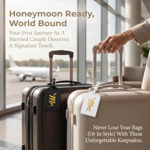 RAHHLIZS Mr and Mrs Luggage Tags Set of 2, Bride and Groom Gifts — view 2
