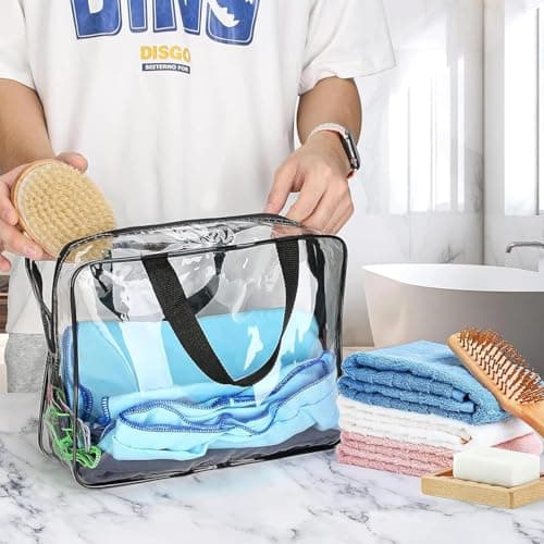 10 Pack Clear Toiletry Bags, PVC Travel Wash Bags with Handles and Zips — view 6