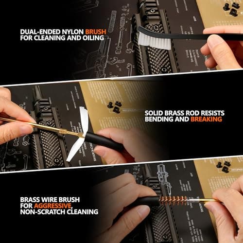 Universal 24pcs Gun Cleaning Set for Rifle Pistol Shotgun with Portable Carrying Case Handgun Cleaning Kit with Bronze Brushes .22/.357/.40/.45, Brass Jags Rod Adapter Cotton Swabs — view 4