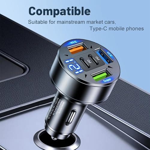 Car Charger Adapter 100W Multi-Port USB Type C PD Fast Charging 12V/24V — view 3
