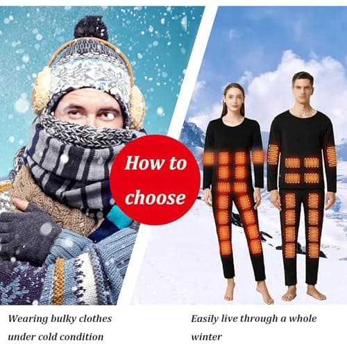 AHSBND Thermal Underwear Heated Underwear Set: Functional Underwear Ski Unisex 30 Heating Zones Washable Winter USB Electric Heating 3 Temperature Control for Camping (Black Trousers, M) — view 2