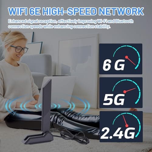 WiFi 6E Tri-Band 2.4GHz 5.8GHz 6GHz Wifi Antenna Booster Magnetic Base Antenna Aerial for PC Desktop Computer ASUS ROG Strix Gaming Motherboard Tri Band Hotspot Network Range Extender Booster Supaeria — view 6