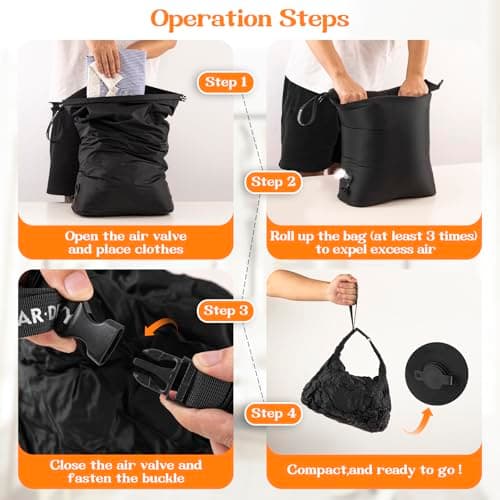 ByYear Travel Laundry Bag, Pump-free Vacuum Compressible Laundry Bag, Black — view 6