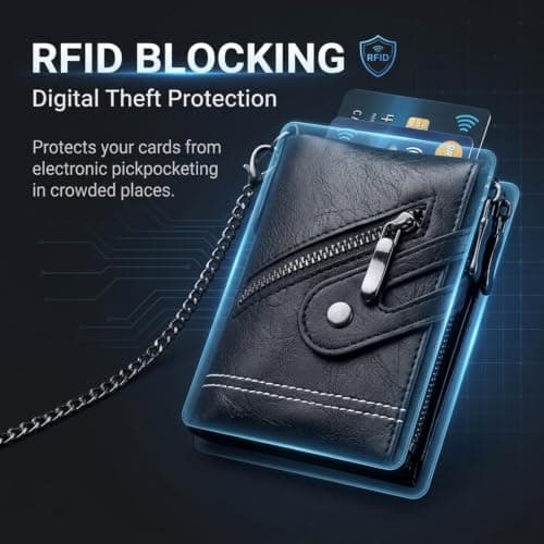 Oiieco Men‘s Wallet with Chain & RFID Blocking, 19-in-1 Organizer — view 2