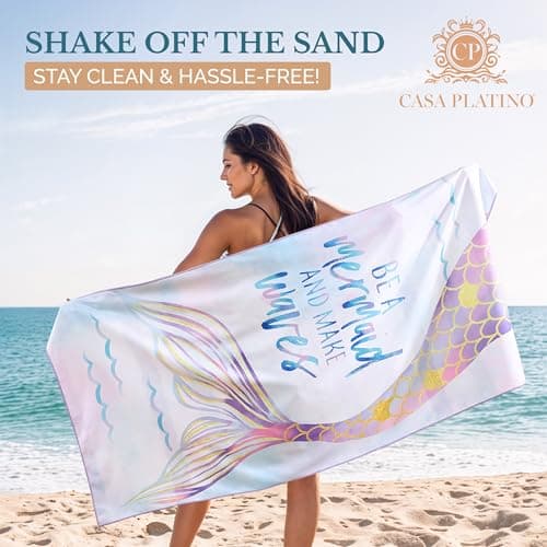 Casa Platino Extra Large Microfiber Beach Towels (2-Pack, 71"x32") – Quick-Dry, Sand-Free, Lightweight & Oversized – Double-Sided Printed Towels for Beach, Pool, Beach Essentials - Maldives — view 2