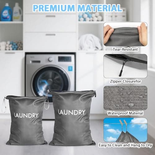 AOOTE Waterproof Travel Laundry Bag, 2 Pack Dirty Clothes Organizer with Zipper, 2 Sizes Foldable Dirty Clothes Storage Bag, Wet Bags for Travel, Swimming, Gym, Beach, Pool, Workout, Yoga, Dark grey — view 4