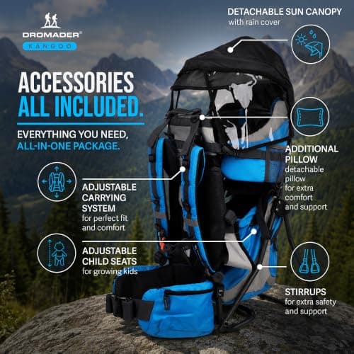 DROMADER Baby Carrier Backpack | Toddler Hiking Carrier with Sun Canopy — view 6