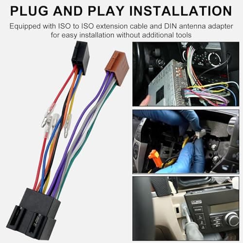 Hoembpn Car Radio ISO Adapter Cable 16 Pin ISO Wiring Harness Connector Adaptor Car Stereo Radio Loom Universal+DIN Plug Power Audio Antenna Adapter Kit Compatible with Audi/BMW/VW — view 4