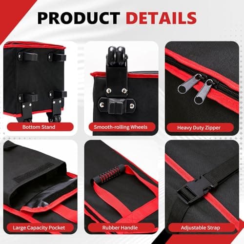 Sharplace Canopy Tent Wheeled Carry Bag Storage Bag with Wheels Practical Premium Multifunctional Durability Easy Carrying Waterproof, 132cmx25.4cmx25.4cm — view 6