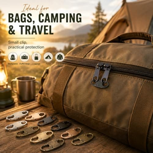 Dual-Head Zipper Lock Clasps, 10-Pack (Gold, Silver, Bronze, Black, White - 2 Each) - Security Lock for Luggage, Backpacks, Suitcase, Easy-Install Anti-Theft Zipper Pull Locks — view 3