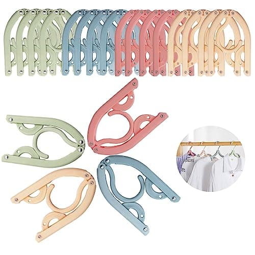 Portable Travel Hangers, 20 PCS Portable Clothes Hangers Save Space, Folding Plastic Clothes Hanger Multifunction Travel Accessories for Holiday Camping and Home Travels Outdoor Camping