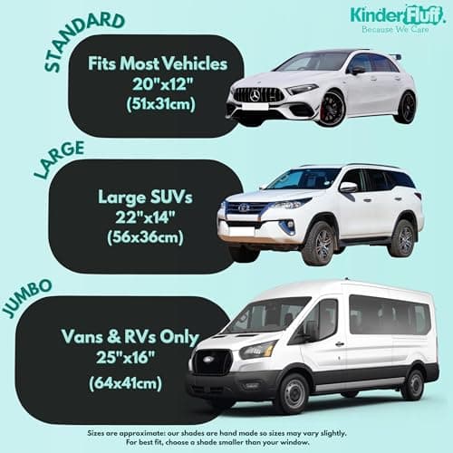 Car Window Shades - Certified 99.79% UVA & 99.95% UVB Sun Protection. Award Winning car Sun Shade for Side Windows. 4 Pack Transparent Shades 20" x 12" - Car Accessories Interior by Kinder Fluff — view 4