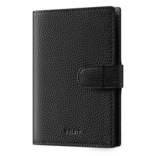 VULKIT Leather Passport Wallet for 2 Passports Slim Double Passport Holder RFID Blocking Passport Travel Wallet with ID Window for Women