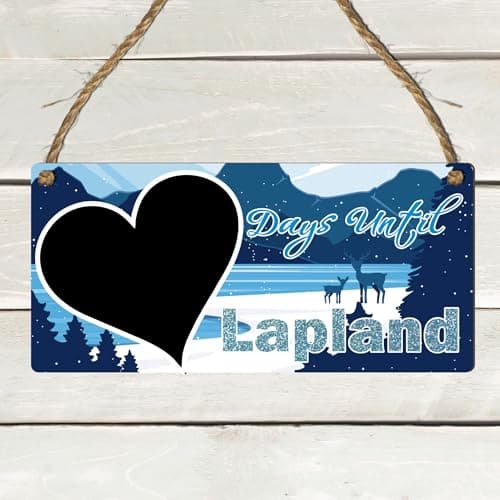 "Days Until Lapland" Countdown Plaque - Northern Lights & Winter Wonderland Chalkboard Sign for Christmas Holiday Countdown (Blue, With Pen, Small: 19 cm (W) × 9 cm (H)) — view 5