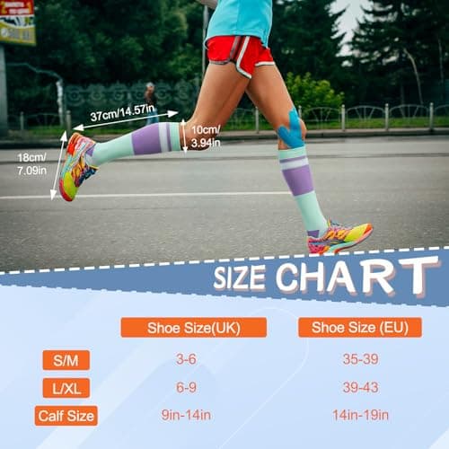 Zuimei 4 Pairs Compression Socks for Women & Men, 15-20mmHg Flight Socks, Knee High Compression Stockings for Athletic Nurse Running Travel (L/XL) — view 3