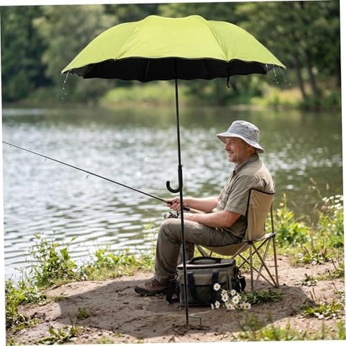 Ameble Folding Travel Rain Umbrella with UV Protection, Adjustable Height & Ground Stake Plant Umbrella for Garden, Fishing, Beach, Sun Shade, Green — view 2