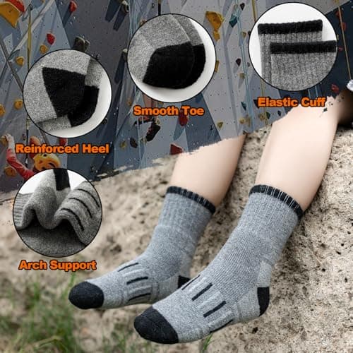 BONANGEL Kids Thermal Merino Wool Socks Thick Walking Cosy Socks Boys Girls — view 5