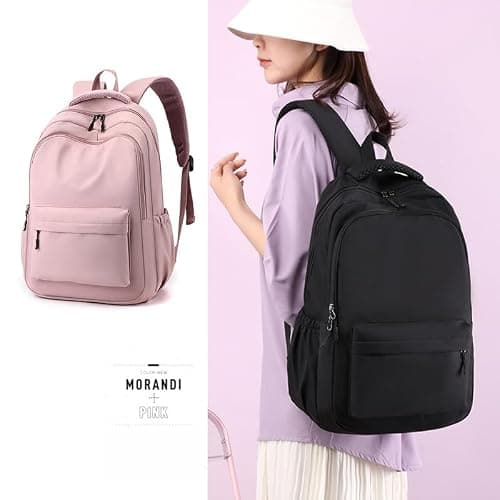 School Bags for Girls, Lightweight Backpack School Bags for Girls Secondary School, Waterproof Rucksack Aesthetic School Backpacks Casual Daypack for Kids, Women, Men, College Travel Work Bag, White — view 2