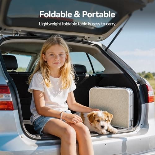 Warmiehomy Folding Camping Table, 3 Adjustable Height, Max 60cm Aluminum Picnic Table with Storage Net & Carry Handle, Portable Grill Table for Camping, Picnic, Backpacking, RV, BBQ, 60X40cm, White — view 6
