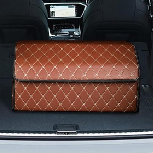 Trunk Car Organizer - Water Resistant Faux Leather Trunk Storage Organizer with Cover | Road Trip Supplies Car Storage Bin, Multipurpose Foldable Trunk Storage Container for SUV Sedan — view 3