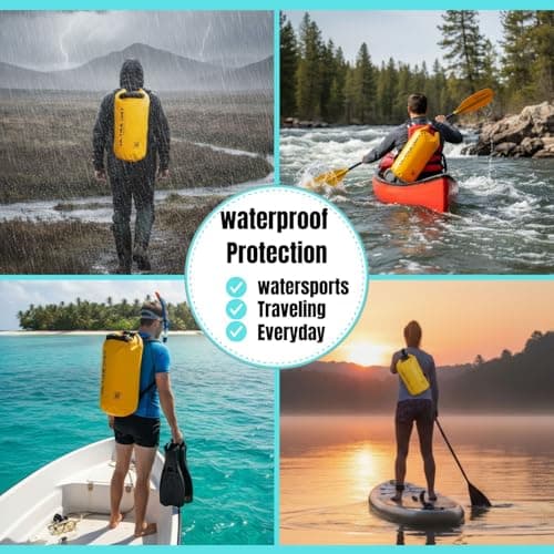 Premium Waterproof Bag, Sack with Phone Dry Bag and Long Adjustable Shoulder Strap Included, Perfect for Kayaking/Boating/Canoeing/Fishing/Rafting/Swimming/Camping/Snowboarding (Yellow 10 L) … — view 3