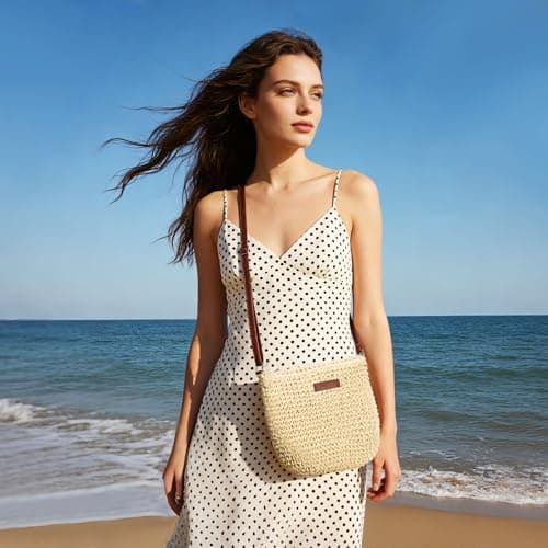 AFKOMST Women’s Straw Crossbody Bag, Small Woven Shoulder Bag with Adjustable Strap, Lightweight Wicker Summer Beach Handbag for Holiday Travel Picnic Daily Use — view 2